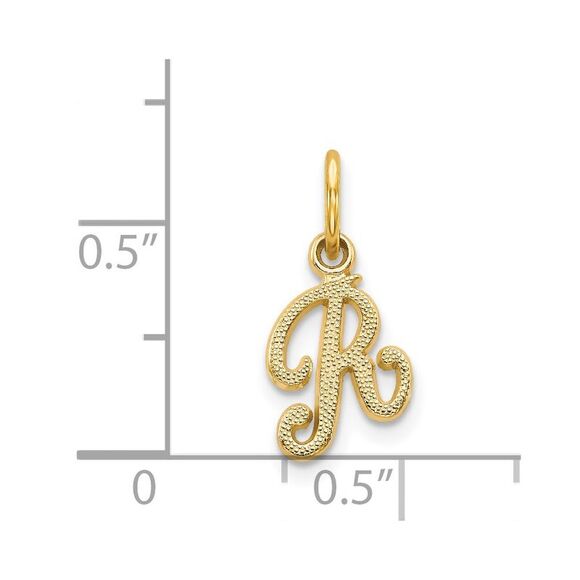 14K Yellow Gold Script Letter R Initial Charm - Picture 4 of 7